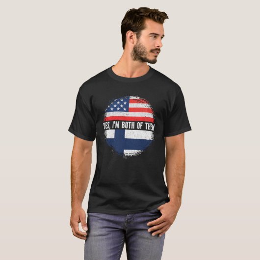 Halb-Amerikaner Halbfinnische Flagge USA Finnland T-Shirt (Vorne ganz)