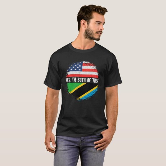 Halb-Amerikaner Halbtansanische Fahne USA Tansania T-Shirt (Vorne ganz)