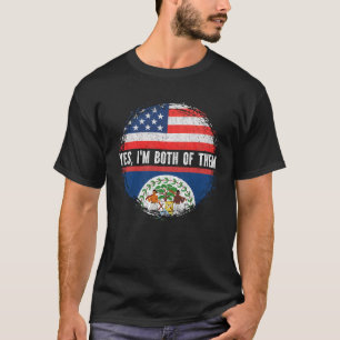 Halb-Amerikaner Half Belizean USA Flag Belize T-Shirt