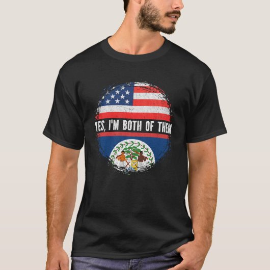 Halb-Amerikaner Half Belizean USA Flag Belize T-Shirt (Vorderseite)
