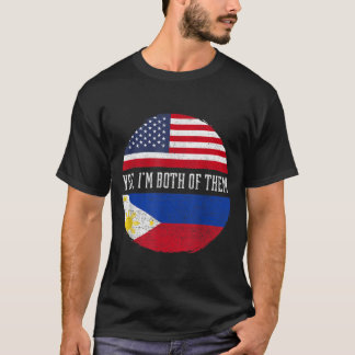 Halb-Amerikaner Half Filipino USA Flag Philippinen T-Shirt