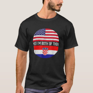 Halb Amerikaner Half Kroatisch USA Flaggenfamilie  T-Shirt