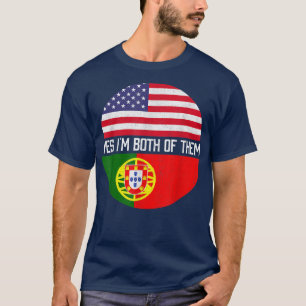 Halb-Amerikaner Half Portugiesisch USA Flaggenfami T-Shirt