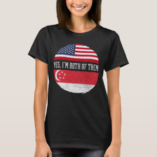 Halb-Amerikaner Half-Singapur-USA-Flagge Singapur T-Shirt