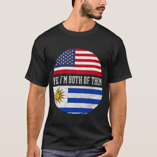 Halb-Amerikaner Half Uruguayan USA Flagge Uruguay  T-Shirt (Vorderseite)