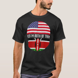 Halb Amerikaner Hälfte kenianische Flagge Familie T-Shirt
