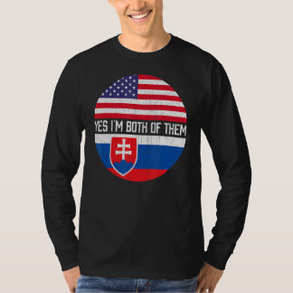Halb Amerikaner Hälfte slowakische Flagge Familie  T-Shirt