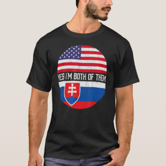 Halb Amerikaner Hälfte slowakische Flagge Familie  T-Shirt