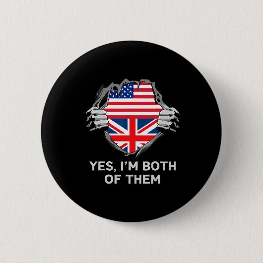 Halb Amerikanisch Halb Britisch USA England Flagge Button (Vorderseite)