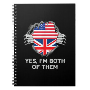 Halb Amerikanisch Halb Britisch USA England Flagge Notizblock