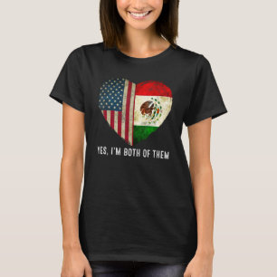 Halb amerikanisch halb britisch USA-Flagge Mexiko- T-Shirt