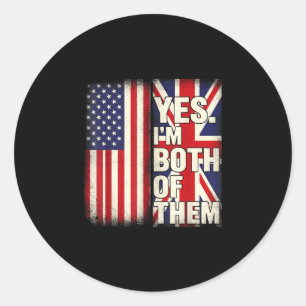Halb amerikanisch halb britisch USA-Flagge Vereini Runder Aufkleber