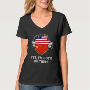 Halb Amerikanisch Halb Chinesisch USA China Flagge T-Shirt