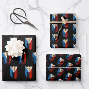 Halb Amerikanisch Halb Filipino Philippinen-Flagge Geschenkpapier Set