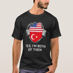 Halb Amerikanisch Halb Türkisch USA Türkei Flagge T-Shirt