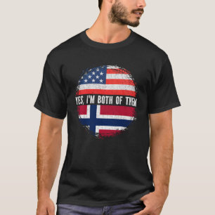 Halb Amerikanisch Half norwegische Flagge Norwegen T-Shirt