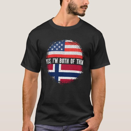 Halb Amerikanisch Half norwegische Flagge Norwegen T-Shirt (Vorderseite)