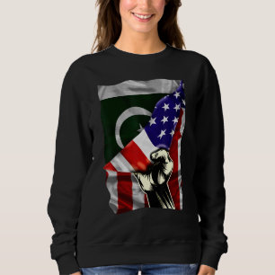 Halb Amerikanische Flagge pakistanische Wurzeln US Sweatshirt