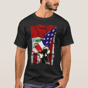 Halb amerikanische Flagge peruanische WURZELN USA- T-Shirt