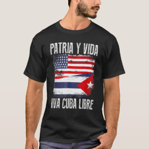 Halb Amerikanische Kubanische Flagge Vintage Kuba T-Shirt