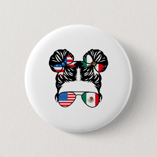 Halb amerikanisches halb mexikanisches Mädchen USA Button (Vorderseite)
