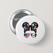 Halb amerikanisches halb mexikanisches Mädchen USA Button (Vorne & Hinten)