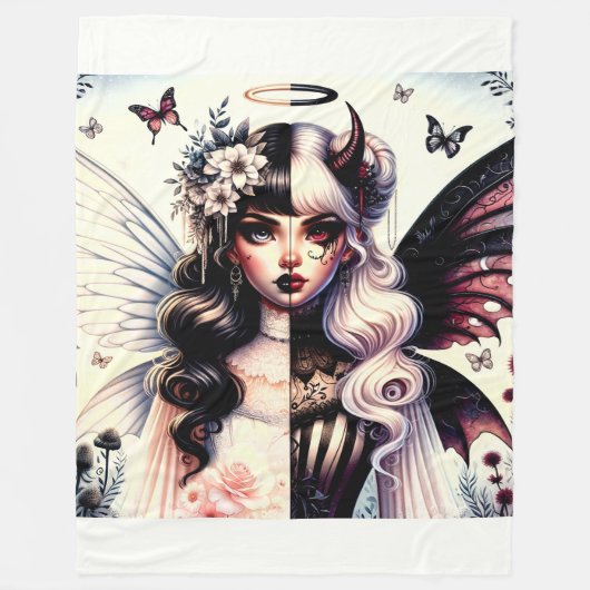Halb Angel Devil Dark Beauty Broken Wing Fairy Fleecedecke (Vorderseite)
