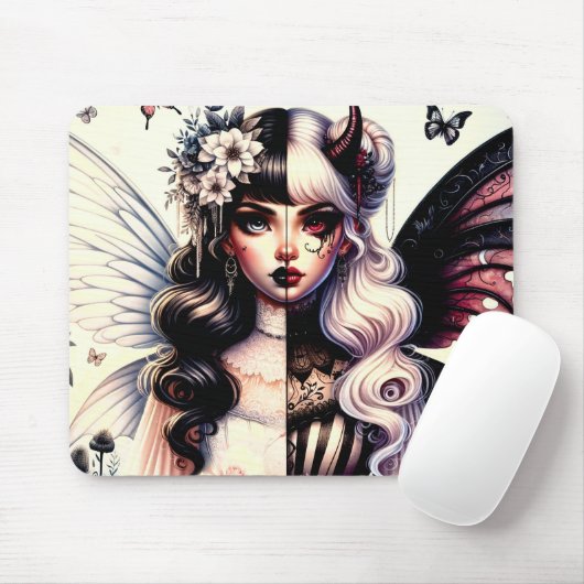 Halb Angel Devil Dark Beauty Broken Wing Fairy Mousepad (Mit Mouse)