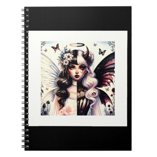 Halb Angel Devil Dark Beauty Broken Wing Fairy Notizblock (Vorderseite)
