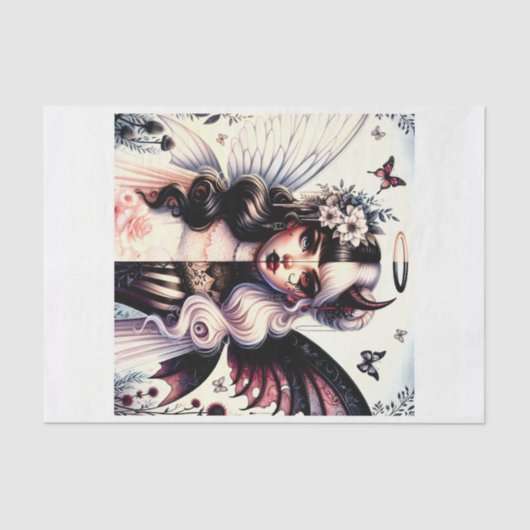 Halb Angel Devil Dark Beauty Broken Wing Fairy Seidenpapier (Vorderseite)