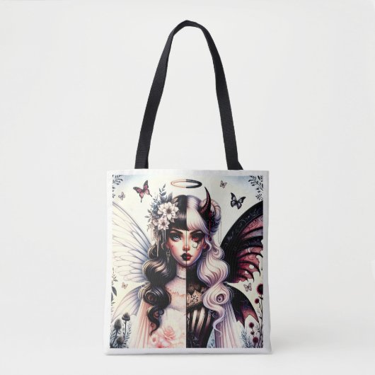 Halb Angel Devil Dark Beauty Broken Wing Fairy Tasche (Vorderseite)