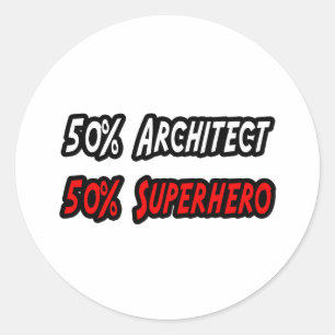 Halb-Architekt Halb-Superheld Runder Aufkleber