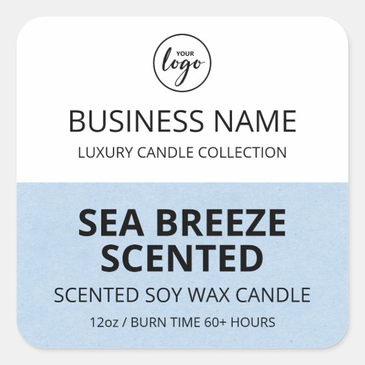 Halb blaue weiße Soy-Kerzen Quadratischer Aufkleber (Vorderseite)