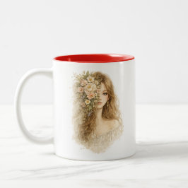 Halb Blumengesicht Wasserfarbe Tasse
