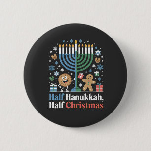 Halb Chanukka halb Weihnachten lustiges Christmukk Button