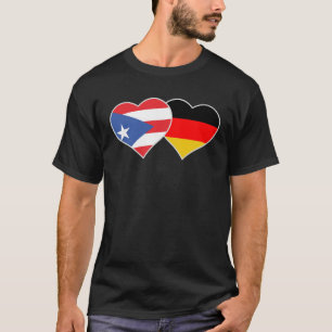 Halb deutsche halb puerto-ricanische Flagge Herz P T-Shirt