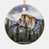 Halb Dome Yosemite Nationalpark Wasserfarben Keramik Ornament (Vorne)