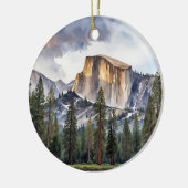 Halb Dome Yosemite Nationalpark Wasserfarben Keramik Ornament (Links)