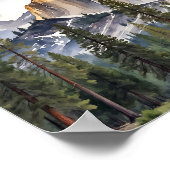 Halb Dome Yosemite Nationalpark Wasserfarben Poster (Ecke)