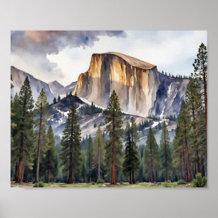 Halb Dome Yosemite Nationalpark Wasserfarben Poster