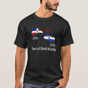 Halb dominikanisch Half Salvadoran Flag Karte Lieb T-Shirt