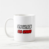 Halb Electrician... Half Superheld Kaffeetasse (Links)