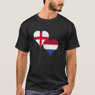 Halb Englisch Halb Niederländisch Ein Herz Flagge T-Shirt