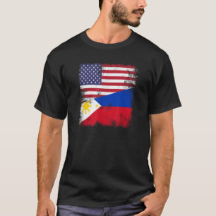 Halb-Filipino-Flagge Vintag Philippinen USA-Gesche T-Shirt