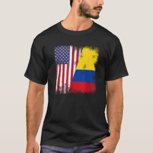 Halb Flagge Kolumbien Vintage Kolumbien USA Gesche T-Shirt