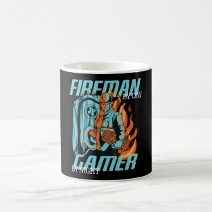 Halb Gamer, halb Feuerwehrmann Kaffeetasse