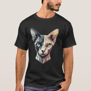 Halb Gesicht Abstrakt Kitten Geometrie Polygon Sph T-Shirt