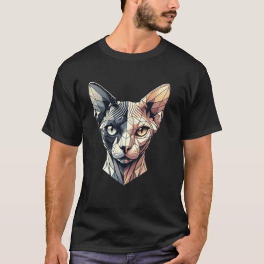 Halb Gesicht Abstrakt Kitten Geometrie Polygon Sph T-Shirt (Vorderseite)