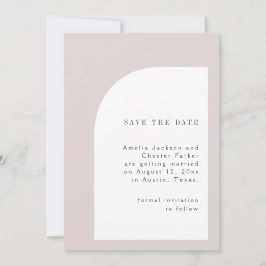 Halb gewölbtes Foto mit großem Datum Save The Date (Rückseite)