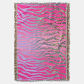 Halb Glitter Rosa Tiger Print Decke (Vorderseite Vertikal)